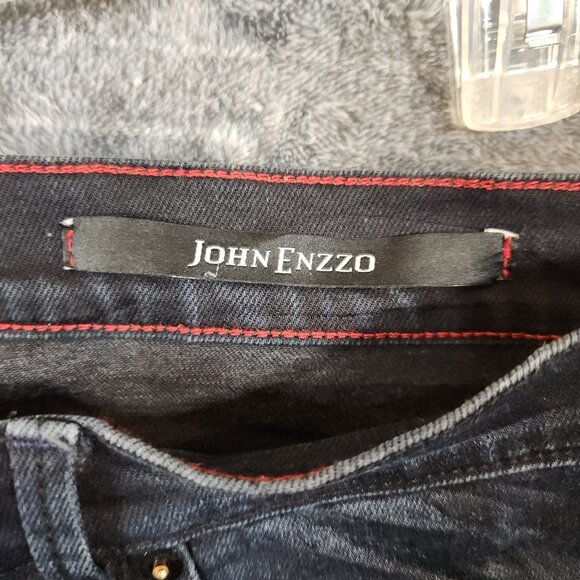 John Enzzo Men Jeans Luxury Designer Europe Size 38x32 Dark Wash Blue Denim - Picture 5 of 13